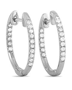 LB Exclusive 14K White Gold 0.25ct Diamond Inside Out Hoop Earrings
