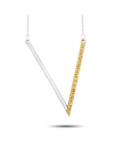 LB Exclusive 14K White Gold 0.29 ct Yellow Sapphire V Pendant Necklace