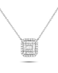 LB Exclusive 14K White Gold 0.30ct Diamond Cluster Necklace PN14730