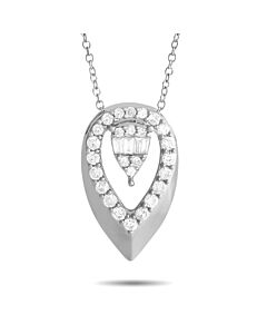 LB Exclusive 14K White Gold 0.30ct Diamond Teardrop Necklace PN15406 W