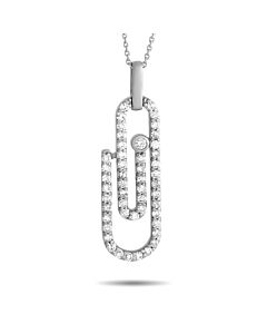 LB Exclusive 14K White Gold 0.33ct Diamond Paperclip Necklace PN15089