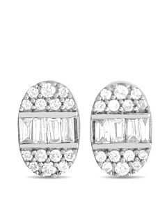 LB Exclusive 14K White Gold 0.35ct Diamond Oval Earrings ER28089
