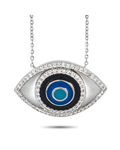 LB Exclusive 14K White Gold 0.40 ct Diamond Evil Eye Pendant Necklace
