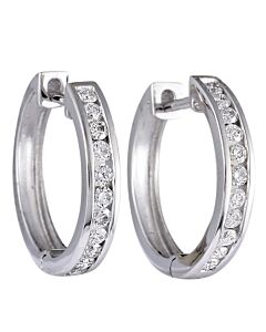 LB Exclusive 14K White Gold 0.50 ct Diamond Small Hoop Earrings