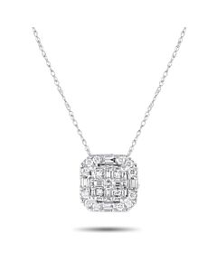 LB Exclusive 14K White Gold 0.50ct Diamond Cushion Necklace PN14706