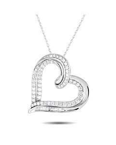 LB Exclusive 14K White Gold 0.50ct Diamond Heart Necklace
