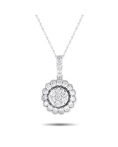 LB Exclusive 14K White Gold 0.75ct Diamond Flower Cluster Necklace PN15271