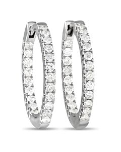 LB Exclusive 14K White Gold 1.0ct Diamond Inside Out Hoop Earrings