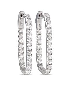 LB Exclusive 14K White Gold 1.10ct Diamond Rectangular Hoop Earrings ER28514 W
