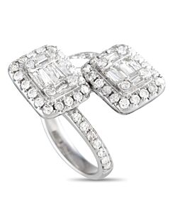 LB Exclusive 14K White Gold 1.65ct Diamond Open Bypass Ring