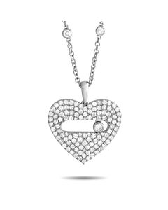 LB Exclusive 14K White Gold 2.10ct Diamond Pav Heart Necklace PN15164 W