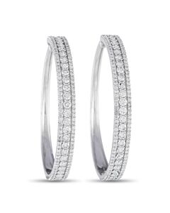 LB Exclusive 14K White Gold 7.0ct Diamond Tapered Hoop Earrings