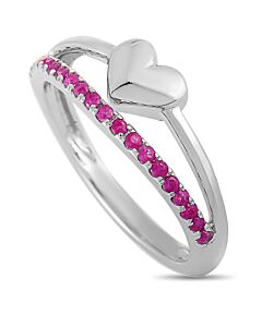 LB Exclusive 14K White Gold Ruby Heart Ring