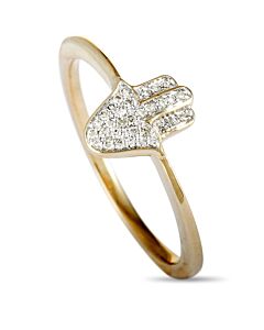 LB Exclusive 14K Yellow Gold 0.07 ct Diamond Hamsa Ring