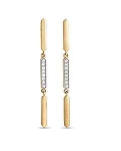 LB Exclusive 14K Yellow Gold 0.10ct Diamond Line Drop Earrings ER28558