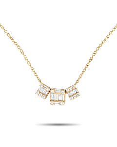 LB Exclusive 14K Yellow Gold 0.20ct Diamond Cluster Necklace PN14844