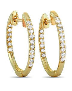 LB Exclusive 14K Yellow Gold 0.25 ct Diamond Pave Hoop Earrings