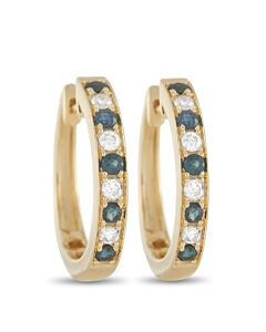 LB Exclusive 14K Yellow Gold 0.25ct Diamond and Sapphire Hoop Earrings