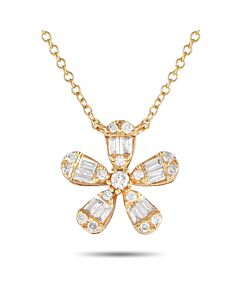 LB Exclusive 14K Yellow Gold 0.25ct Diamond Flower Necklace NK01580 Y