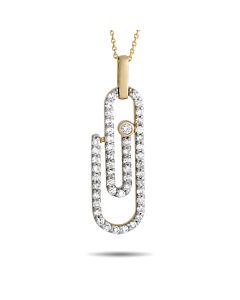 LB Exclusive 14K Yellow Gold 0.33ct Diamond Paperclip Necklace PN15089