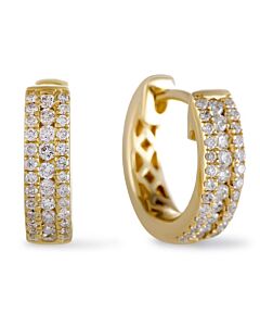 LB Exclusive 14K Yellow Gold 0.35 ct Diamond Small Hoop Huggies Earrings