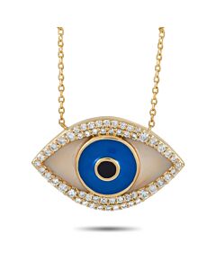 LB Exclusive 14K Yellow Gold 0.38 ct Diamond Evil Eye Necklace