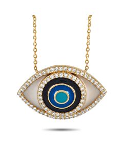 LB Exclusive 14K Yellow Gold 0.40 ct Diamond Evil Eye Necklace