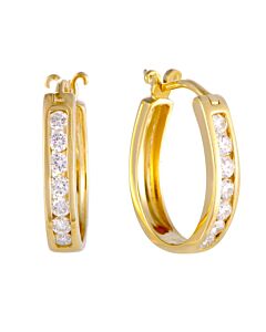 LB Exclusive 14K Yellow Gold 0.50 ct Diamond Small Hoop Earrings