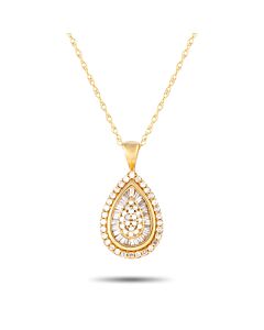 LB Exclusive 14K Yellow Gold 0.50ct Diamond Pear Pendant Necklace PN15388