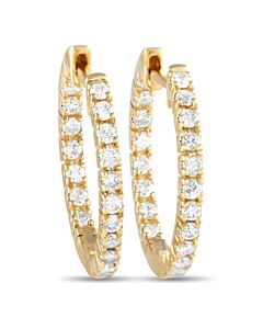 LB Exclusive 14K Yellow Gold 0.81ct Diamond Inside Out Hoop Earrings