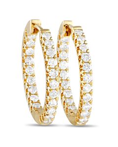 LB Exclusive 14K Yellow Gold 1.0ct Diamond Inside Out Hoop Earrings