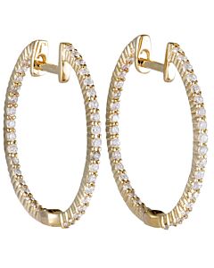 LB Exclusive 14K Yellow Gold .55 Carat VS1 G Color Diamond Pave Inside Out Hoop Earrings