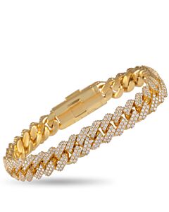 LB Exclusive 14K Yellow Gold 8.94 ct Diamond Cuban Link Bracelet