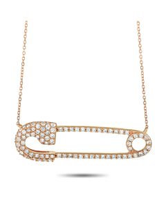 LB Exclusive 18K Rose Gold 1.00 ct Diamond Safety Pin Pendant Necklace