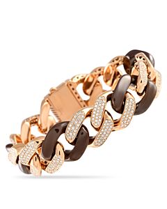 LB Exclusive 18K Rose Gold 5.0ct Diamond Brown Curb Chain Bracelet