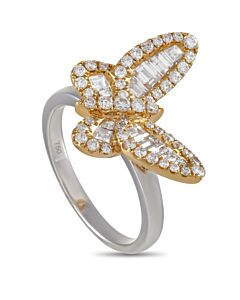 LB Exclusive 18K White and Yellow Gold 1.33 ct Diamond Butterfly Ring
