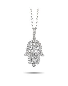 LB Exclusive 18K White Gold 0.55 ct Diamond Hamsa Necklace