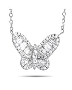 LB Exclusive 18K White Gold 1.40ct Diamond Butterfly Necklace