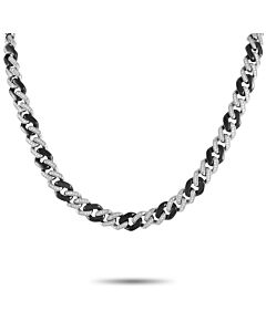 LB Exclusive 18K White Gold 2.75ct Diamond Black Curb Chain Necklace