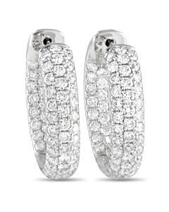 LB Exclusive 18K White Gold 3.05ct Diamond Inside Out Hoop Earrings