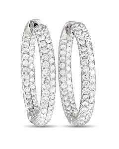 LB Exclusive 18K White Gold 3.55ct Diamond Inside Out Hoop Earrings