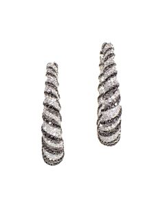LB Exclusive 18K White Gold Zebra Hoop Earrings
