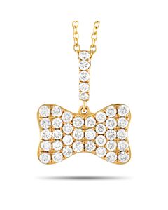 LB Exclusive 18K Yellow Gold 0.80 ct Pave Diamond Bow Pendant Necklace