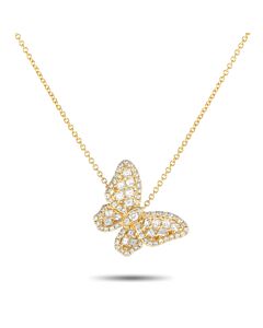 LB Exclusive 18K Yellow Gold 0.90ct Diamond Butterfly Necklace ANK 18324 Y