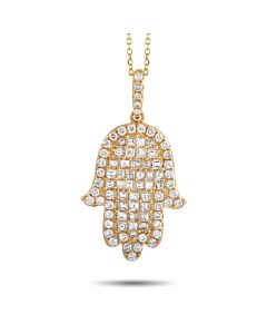 LB Exclusive 18K Yellow Gold 1.23 ct Diamond Hamsa Necklace