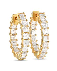LB Exclusive 18K Yellow Gold 5.0ct Diamond Inside Out Hoop Earrings
