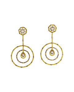 LB Exclusive 18K Yellow Gold Multi Diamond Drop Earrings