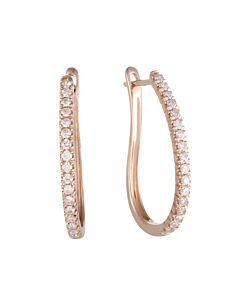 LB Exclusive  .50ct 14K Rose Gold Diamond Oval Hoop Earrings