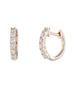 LB Exclusive  .50ct Small 14K Rose Gold 6 Diamond Tiny Round Hoop Earrings
