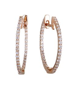 LB Exclusive ~.55ct 14K Rose Gold Full Diamond Pave Inside Out Hoop Earrings